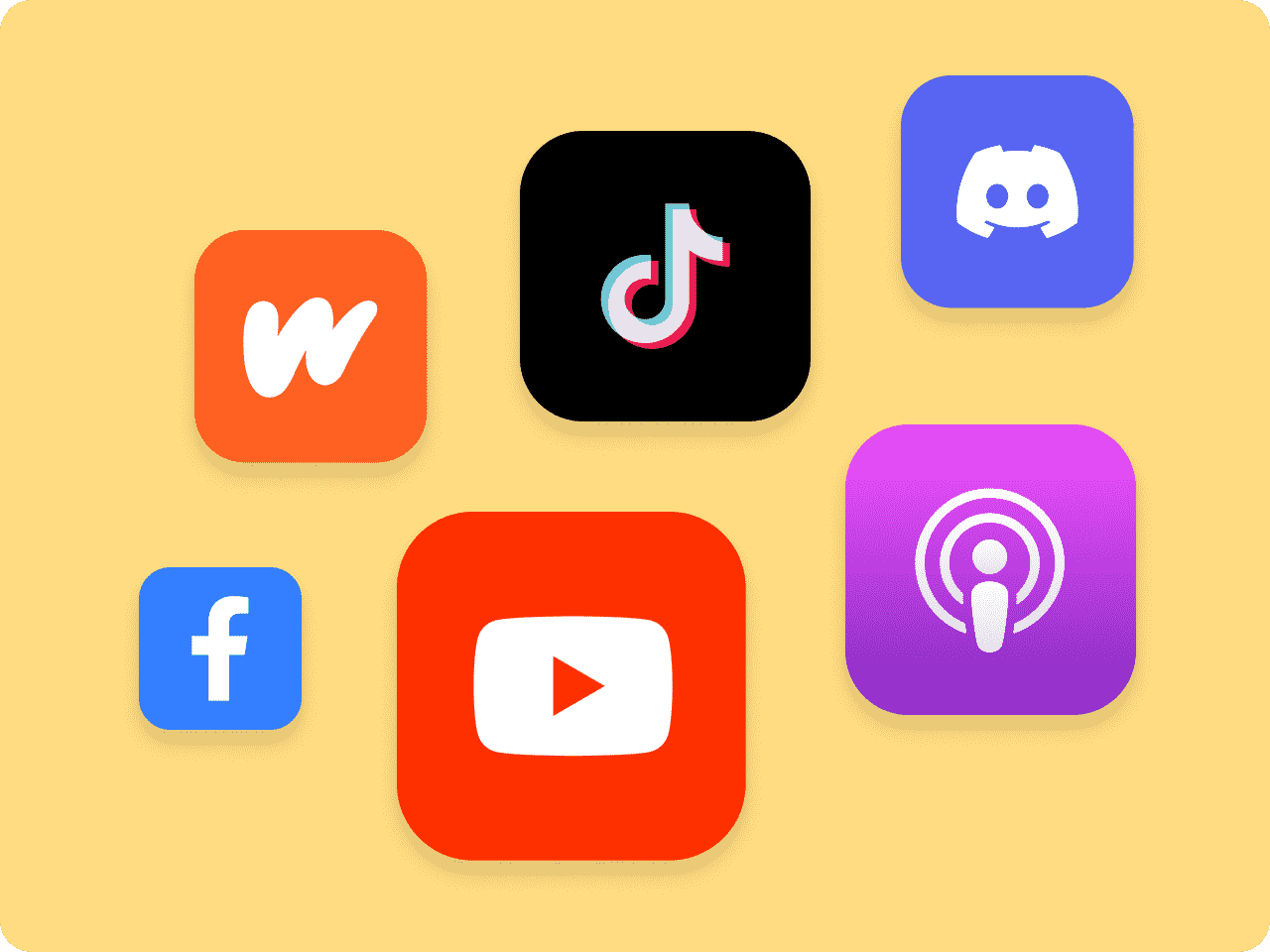 Social media and app icons collage
