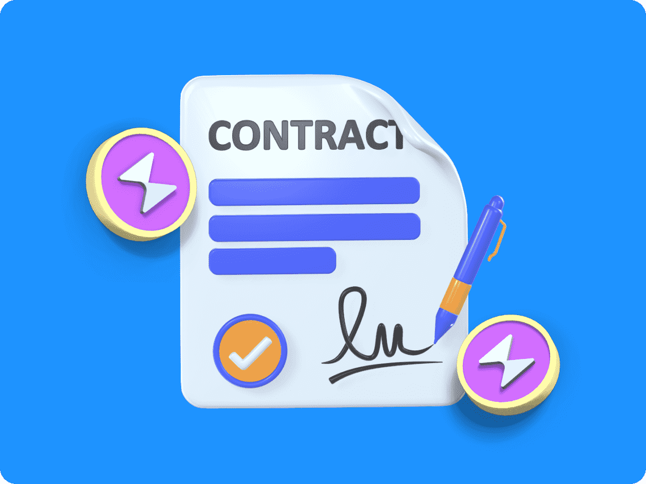 Signed contract with pen illustration